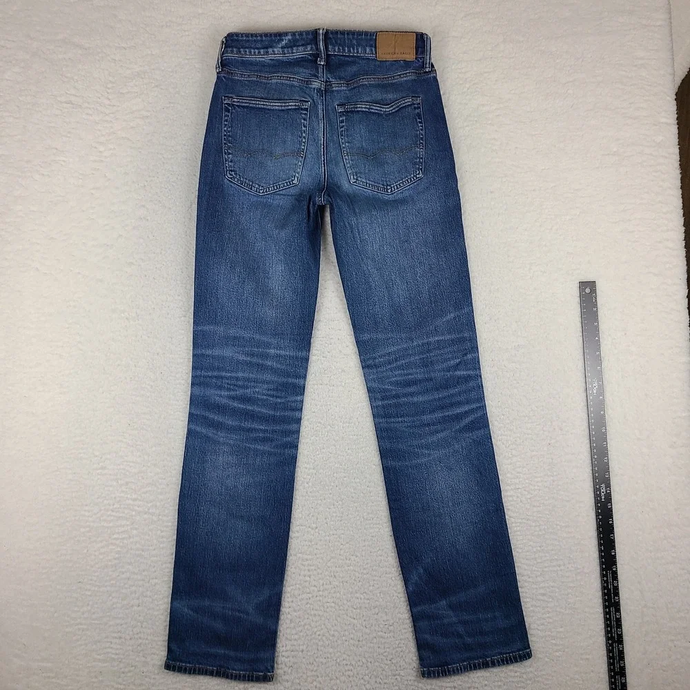 American Eagle Jeans Mens 28x34 Blue Airflex + Relaxed Straight‎ Dark Wash Denim